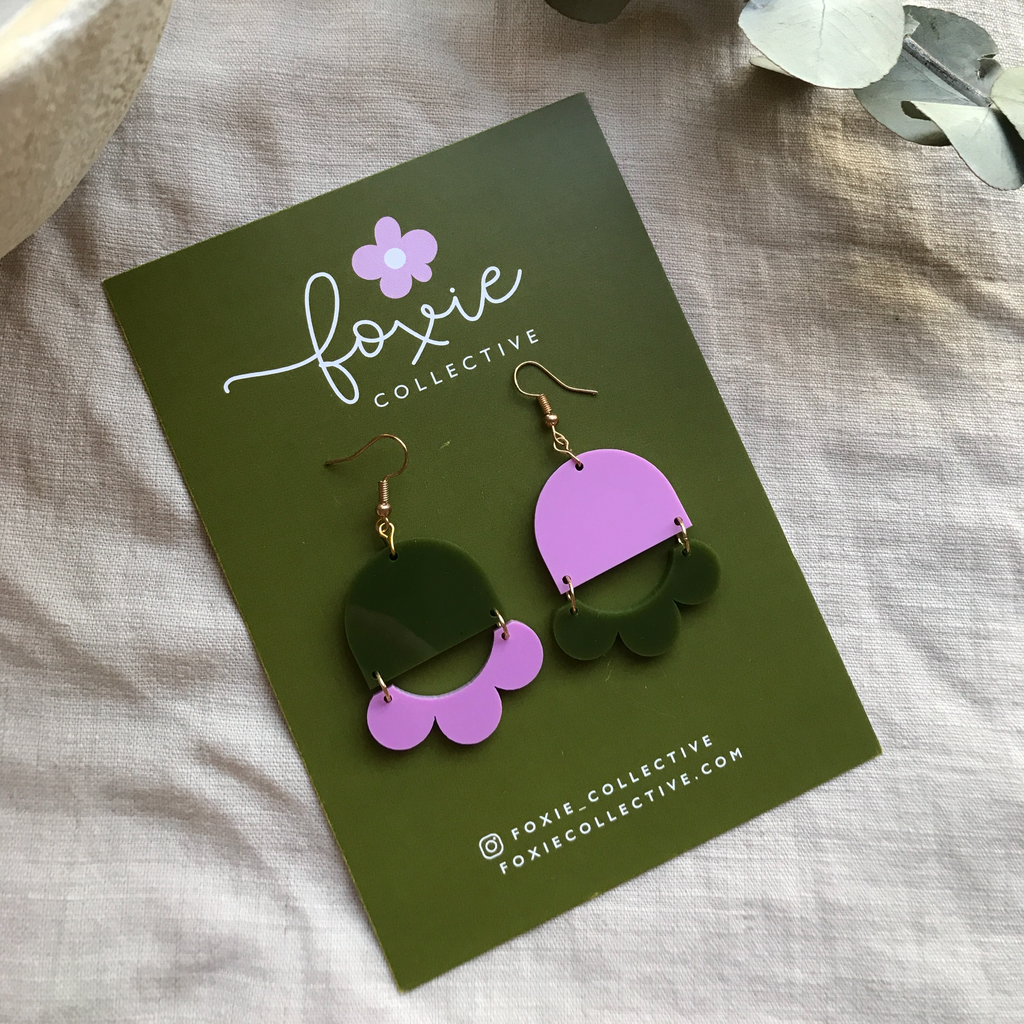 Marlie Mismatch Earrings | Olive + Lilac
