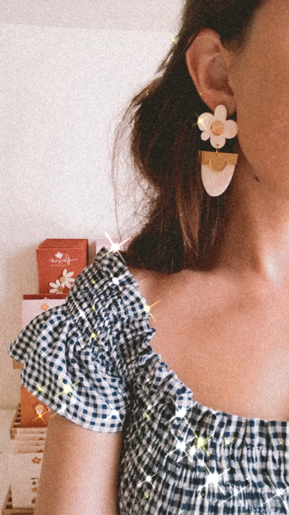 Lola Earrings | Cream + Gold