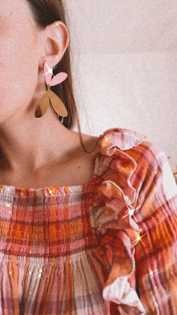 The Love Bug Dangles | Pale Pink + Gold