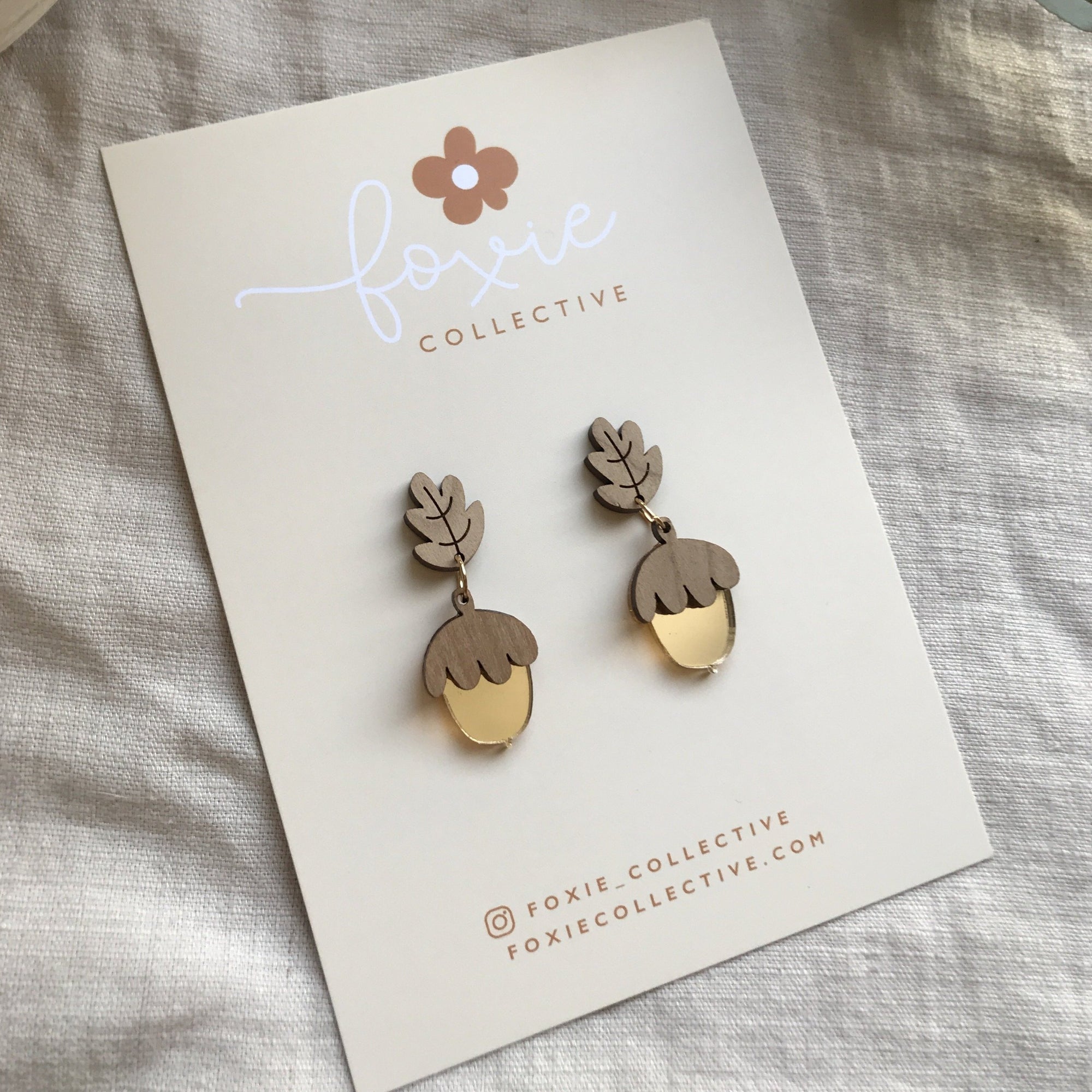 Acorn Dangle Earrings | Cherrywood + Gold