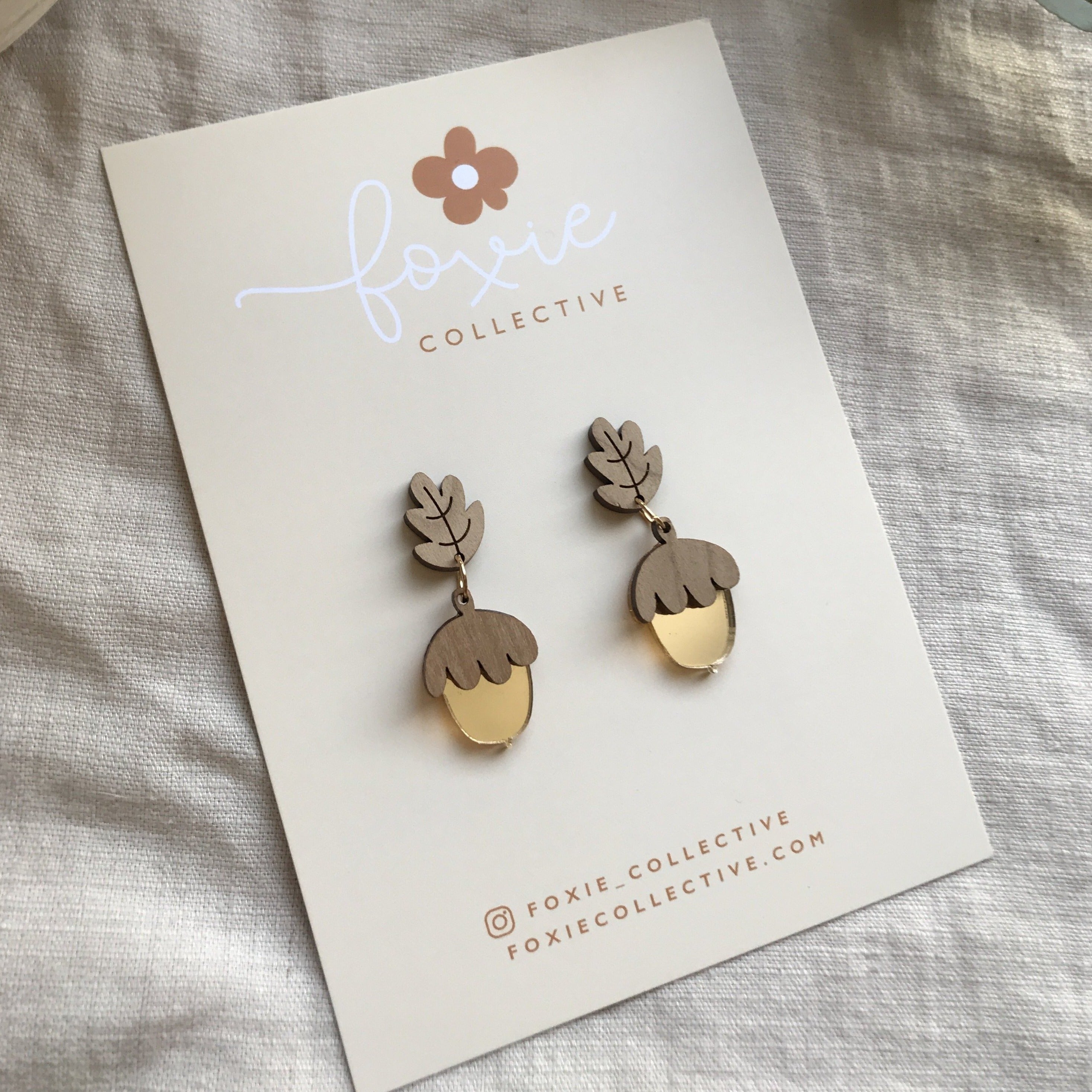 Acorn Dangle Earrings | Cherrywood + Gold