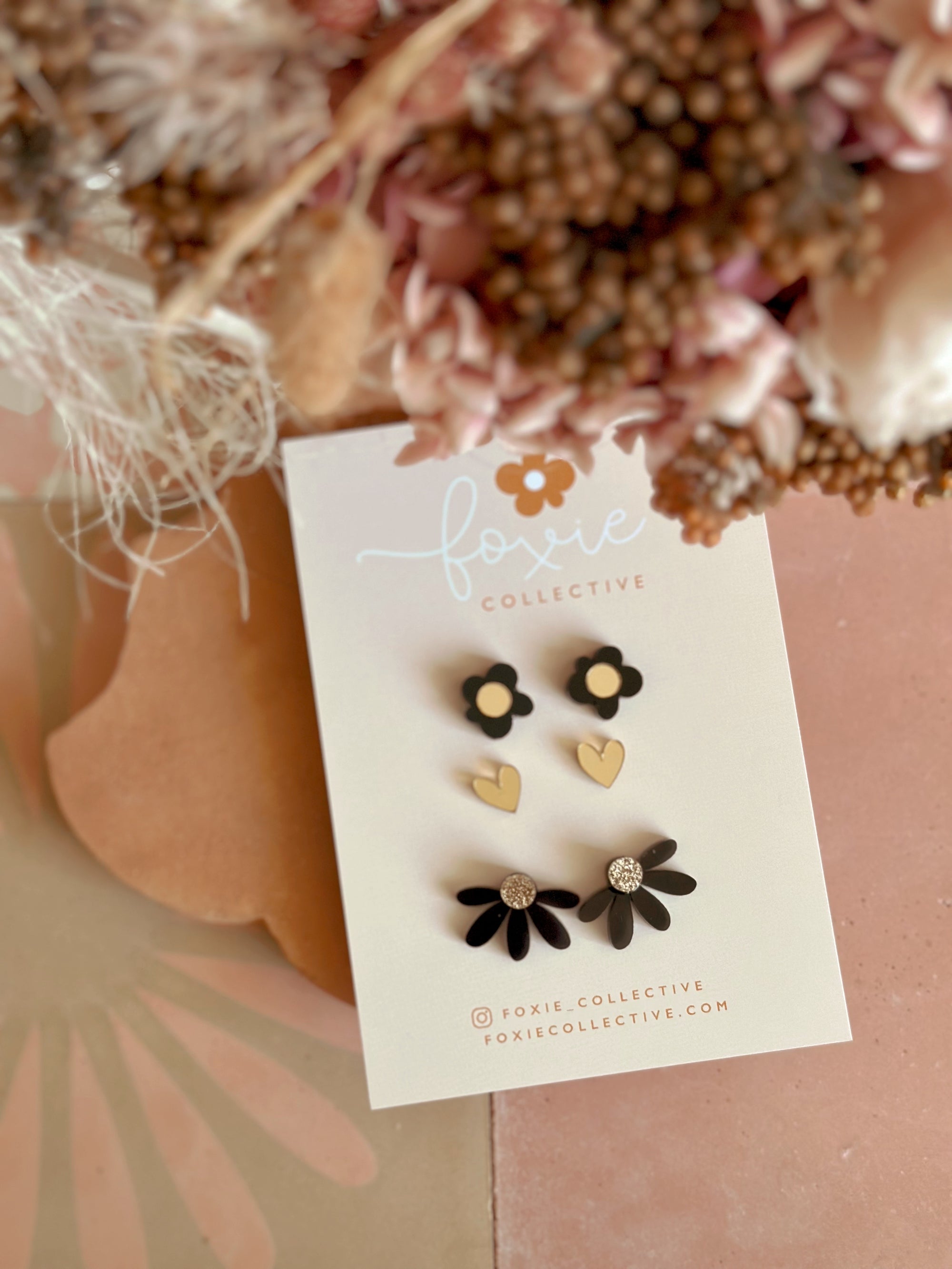 Stud Pack Trio | Black + Gold