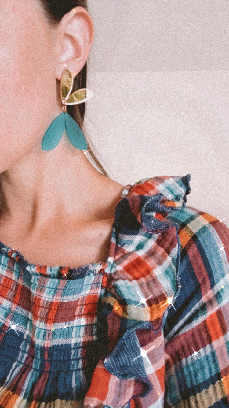 The Love Bug Dangles | Frosted Teal + Gold