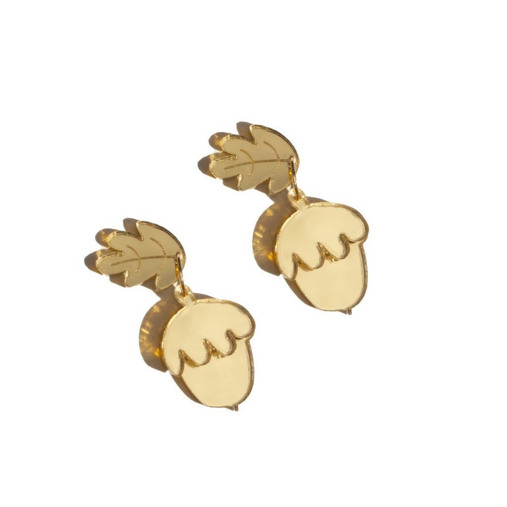 Acorn Earrings | Gold Mirror