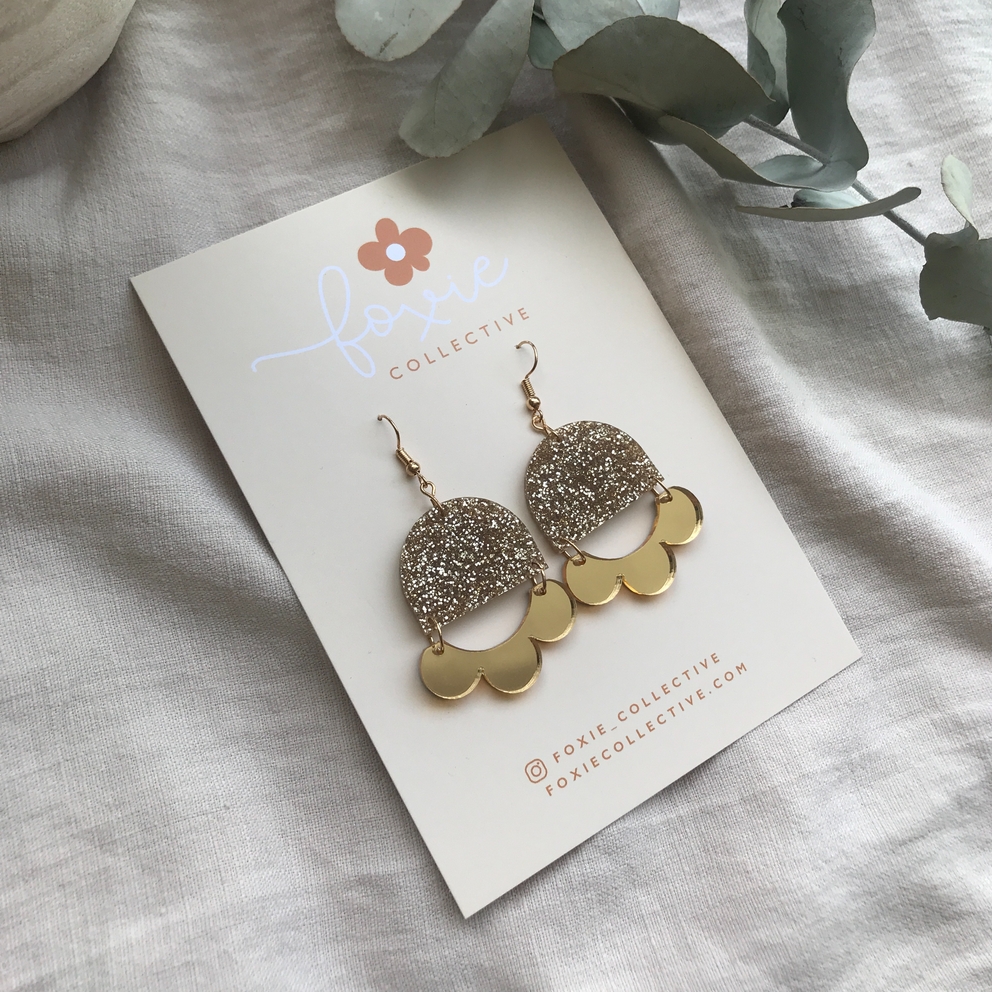 Marlie Dangle Earrings | Gold Glitter + Gold